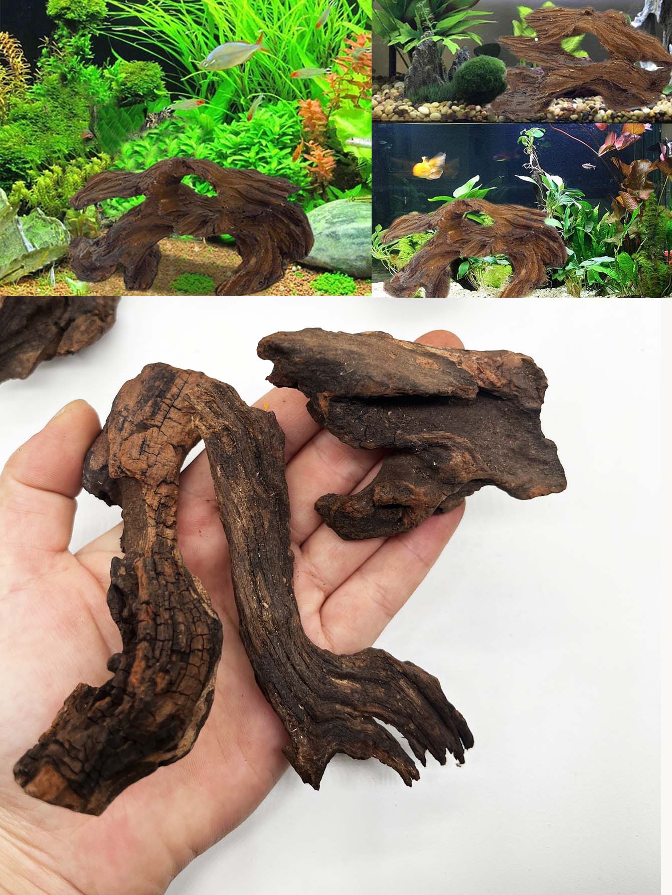 Aquarium Planted Wood - 3 STKS ﻿ Natural-Look drijfhoutset voor