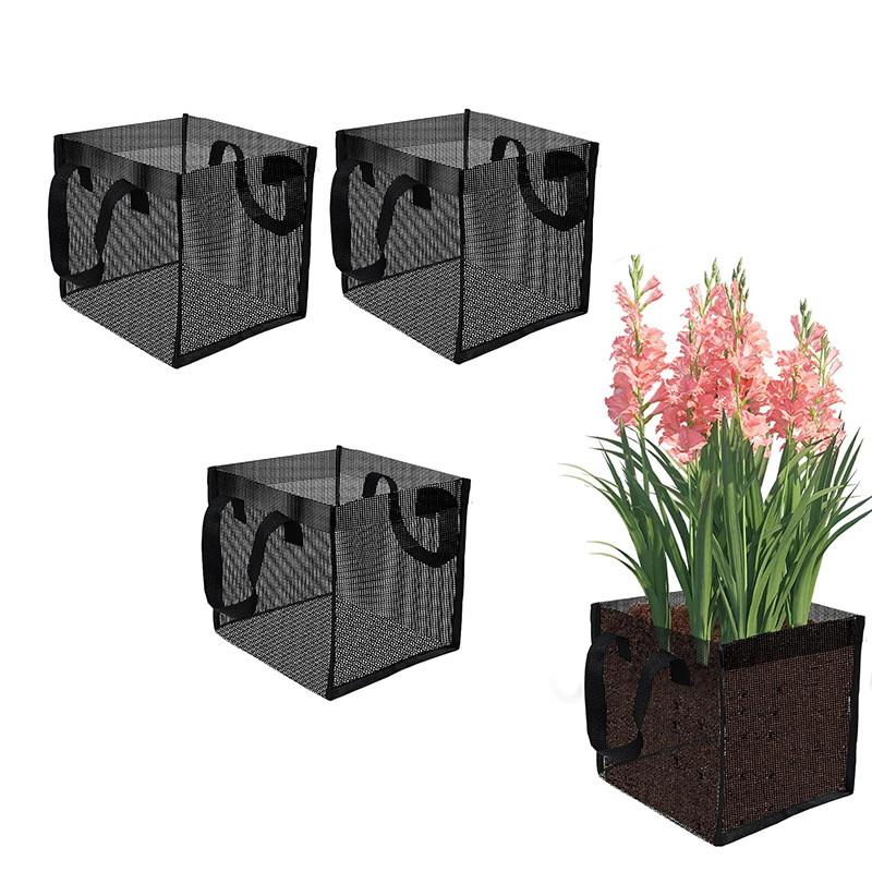 Aquarium Plants - 4 stuks zwarte gaas vijverplantmanden vierkante